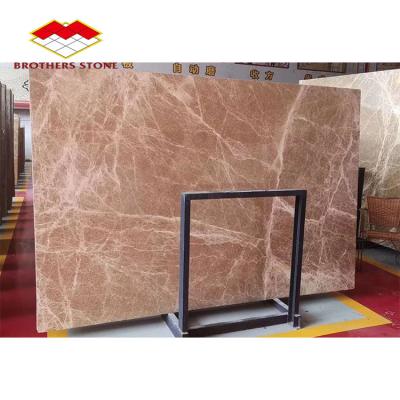 China 2021 modern polished light brown marble floor tile cheap price coffee emperador marble slab production line for sale