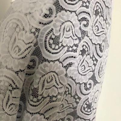 China Embroidery fashion lace up big edge fabric soft nylon jacquard fabric clothing accessories spandex lace fabric for sale