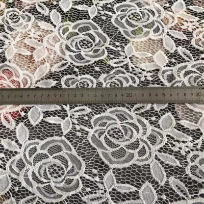 China Embroidery fashion lace up big edge fabric jacquard apparel accessories soft nylon spandex lace fabric for sale