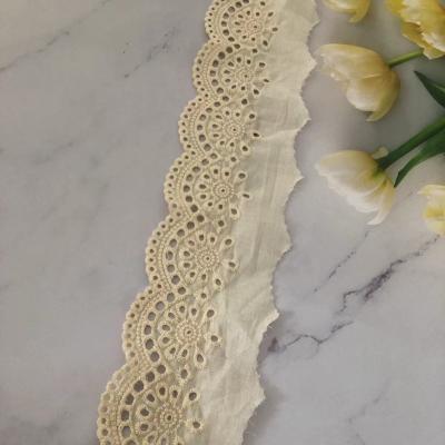 China 8CM 100%cotton water soluble lace using in the edge of clothes, wholesale chicken embroidery lace trim for sale