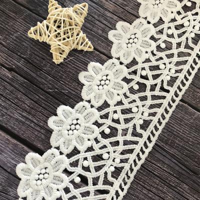 China Hot Selling Water Soluble Decorative Lace Fabric Polyester Lace New Design Jacquard Embroidery Lace for sale