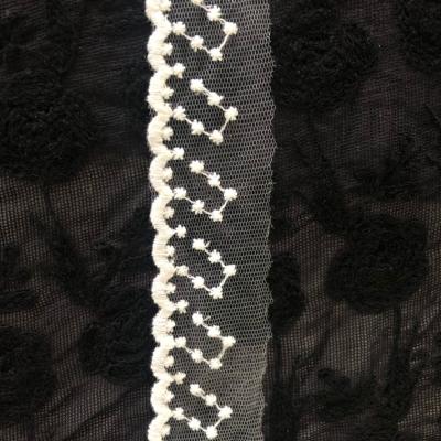 China Water Soluble CHEAP 4 cm Widths Single Waved 100% Cotton Embroidery Lace Trim With Mesh For Garments for sale