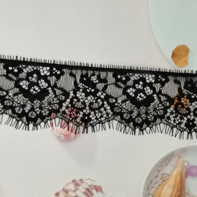 China Embroidery Black Wavy Unilateral Eyelashes Lace Trim DIY Accessories Costume Accessories Curtains Headdress Lace for sale