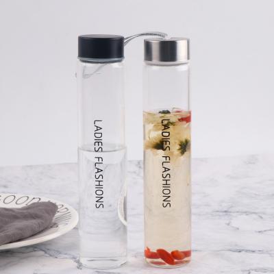 China Sustainable Logo High Borosilicate Drink Bottle Custom Sports Glass Water Bottle for sale