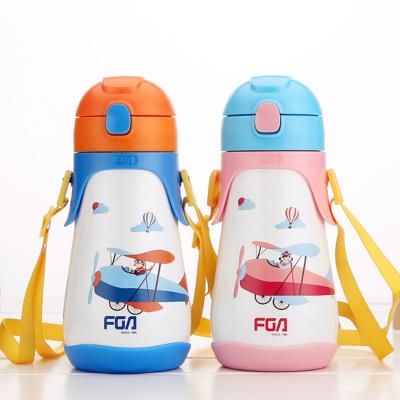 China Sustainable Double Wall Vacuum Insulated Kids Stainless Steel Water Bottle With Straw for sale