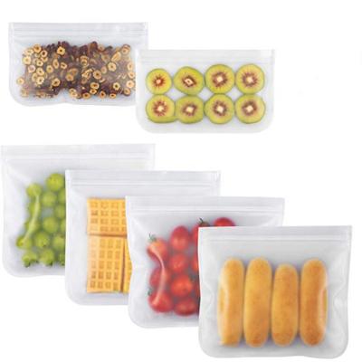 China 2021 Viable New Food Grade Heat Pressed ML Clip Reusable Self Sealing Peva Food Storage Bag Set for sale