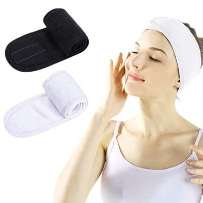 China 2021 Wholesale Custom Beauty Black White Facial Massage Make Up Yoga Women's Terry Cloth Spa Headband for sale