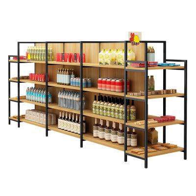 China Multi-Layer Supermarket Products Display Stand Double-Sided Iron Display Rack/Stretch Wholesale Snacks Shoes Bag Stuff Storage Shelf for sale