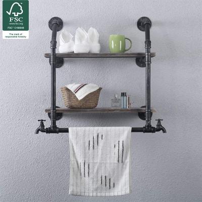 China Adjustable Wall Mounted Wall Mounted Vintage Shelf Bracket Retro Tube Iron Tube Black Wall Shelf (Other) for sale