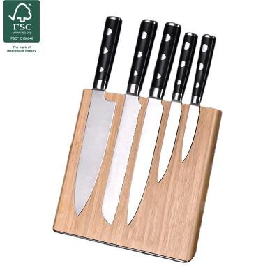 China Viable Wooden Bamboo Wooden Magnetic Knife Rack Kitchen Knife Holder Knife Block Storage for sale