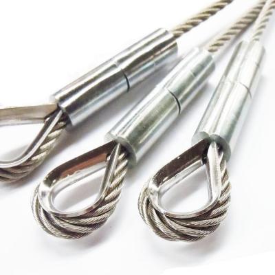 China Industry AISI 304 316 20mm Pressed Galvanized Stainless Steel Wire Rope Sling With Hook Loop For Lifting Crane Hoist for sale