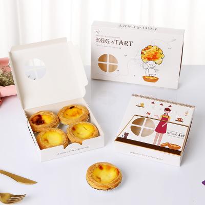 China High Quality 2 4 6 8 Pieces Disposable Thickened Window Portuguese Egg Box Pastries Tart Paper Packaging Boxes for sale