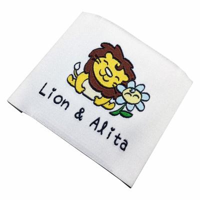 China Viable Hot Sale High Quality Customized Woven Labels T Shirts Irons Woven Labels For Apparel Z04 for sale