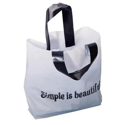 China Promotion Recyclable Hot Sale Custom Logo Pattern Printing PE With Handle Shopping Tote Plastic Bag S307 for sale