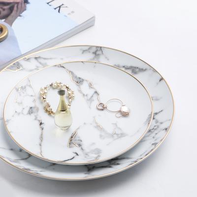 China Viable Wholesale Marble Gold Ceramic Dinner Plate Steak Dish Dinnerware Set Tableware Dinner Plate Ceramic Dinner Plate Viable Salad for sale