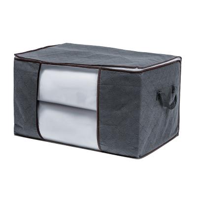 China Viable Foldable Storage Bag Quilt Bag Storage Clothes Large Capacity Clear Window Thickened Non-woven Storage Box for sale