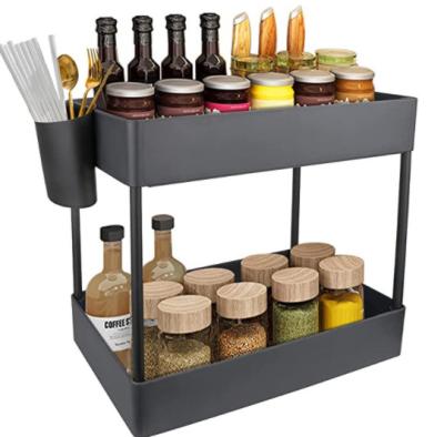 China Custom Finished Spice Rack Sustainable Kitchen Storage Rack Desktop Finished Spice Rack for sale