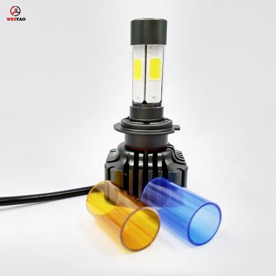 China Weiyao 4 cob side h7 aluminum car led headlight three colors 8000lm auto led frontlight wholesale for sale