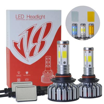 China Aluminum auto lighting system 9005/HB5 H7 H11 72W 8000LM 12v 24v V18s 4 sides COB chip led car headlight for Hyundai Sonata led lamp for sale