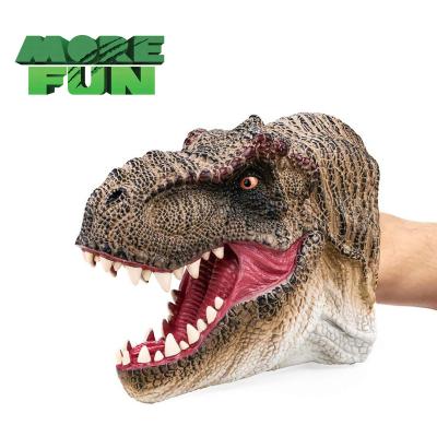 China Morefun Durable PVC Soft Simulation Realistic Tyrannosaurus Rex Hand Puppet Dinosaur Hand Puppet Toys for sale