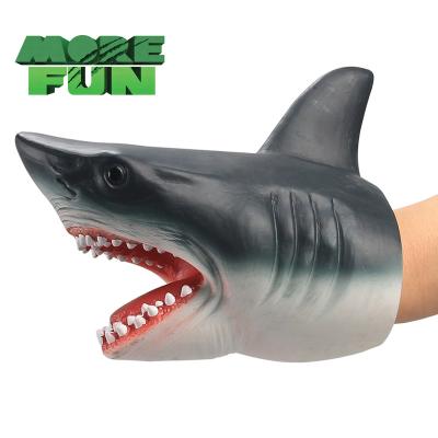 China High Quality Realistic Soft PVC Plastic Animal Puppet Toys Eco-friendly Shark Realistic Toys Shark Hand Puppet for sale