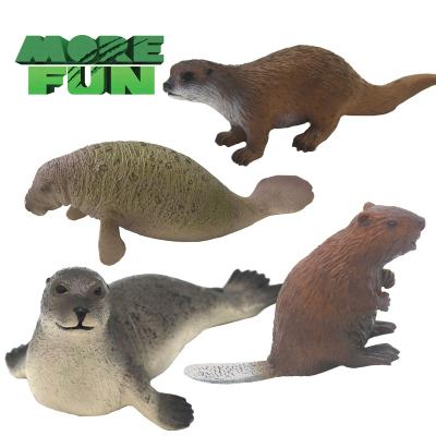 China Morefun Durable Solid Plastic Animal Marine Otter Manatee Seal Walrus Toys Figures Ocean Animal Beaver PVC Simulation Marine Life Model for sale