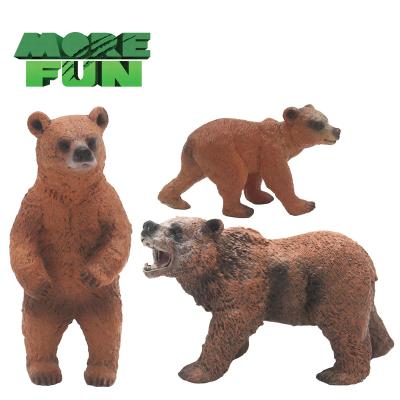 China Playground OEM ODM PVC Plastic Animal Toys Lifelike Eco-friendly Brown Bear Family Set Grizzly Bear Toys for sale