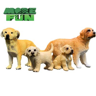 China Early Education OEM ODM PVC Plastic Pet Toys Eco-Friendly Realistic Golden Retriever Family 4 In 1 Dog Set Toys for sale