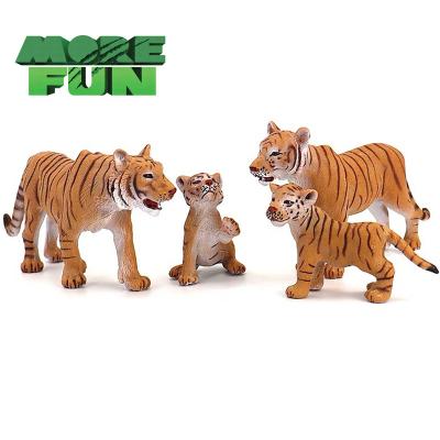 China Early Education OEM ODM PVC Plastic Animal Toys Tiger Family Eco-friendly Realistic 4 In 1 Set Tiger Toys for sale