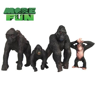 China Early Education OEM ODM PVC Plastic Animal Toys Eco-friendly Gorilla Family Realistic 4 in 1 Set Gorilla Toys for sale