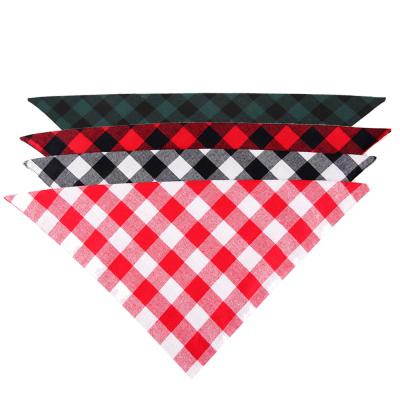 China Double Sustainable Cotton Plaid Printing Dog Masks Adjustable Sublimation Pet Scarf Bandana for sale