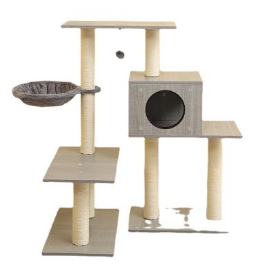 China Small Sustainable Large Size Dark Gray High Quality Pet Scratcher House Tower Dwelling Cat Trees for sale