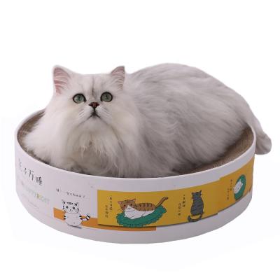 China Sustainable Multifunctional Modern Large Size Round Corrugated Paper Cat Scratcher Bowl for sale