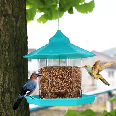 China Portable Plastic Automatic Outdoor Garden Decoration Yard Bird Feeder Bird Hanging Stocked Bird Feeder for sale