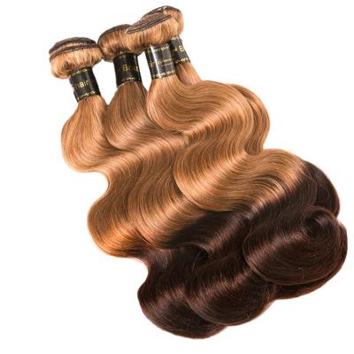 China Brazilian Body Wave Ombre Brown T27/4 Hair Weave Gold Bundles With Closure 3+1 Remy Fumi Hair Extension Middle Ratio for sale