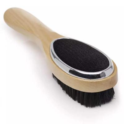 China Wholesale High Quality Multi-Function Sticky Brush Wooden Handle Clothes Fiber Brush Cloth Wooden Cleaning Brush Manual With Shoe Horn for sale