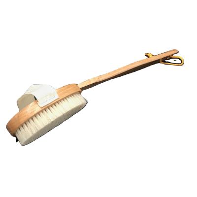 China Long Handle Wooden Long Handle Bath Brush Exfoliating Shower Body Head Bath Sweep Natural Soft Detachable Pig Bristle Hand Bath Brush for sale