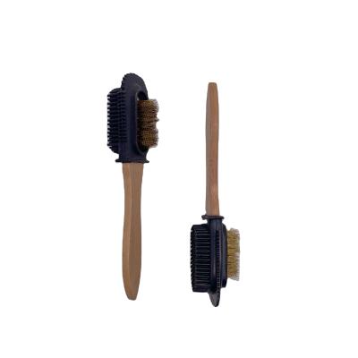 China Suede Cleaner High Quality Three In One Multifunctional Shoe Brush Suede Shoe Cleaning Brush With Rubber Snow Boot And Copper Wire Clean Brush for sale