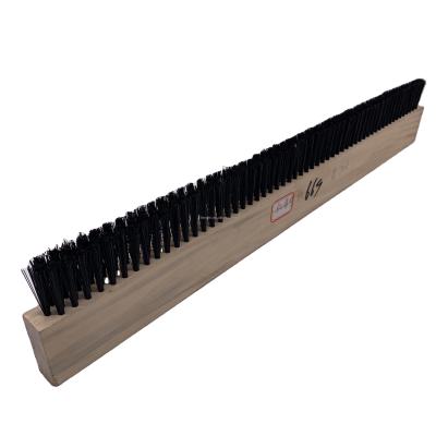 China Wholesale Custom Industrial Dust Brush 24in Wood Concrete Broom Cleaning Platform Scrub Brush Slat Brush Panel Coating Equipment for sale