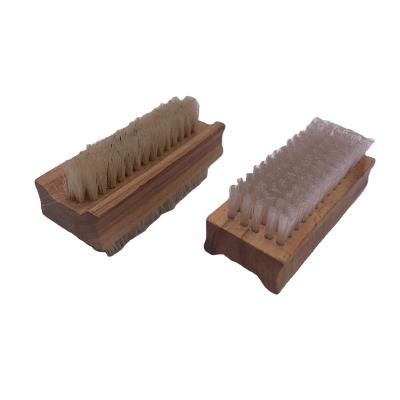 China Custom Hair Clean/Wax/Oil/Polish Factory Shoe Sneaker Cleaning Brush Mini Brush PP Double Sided Plastic Wood Handle for sale