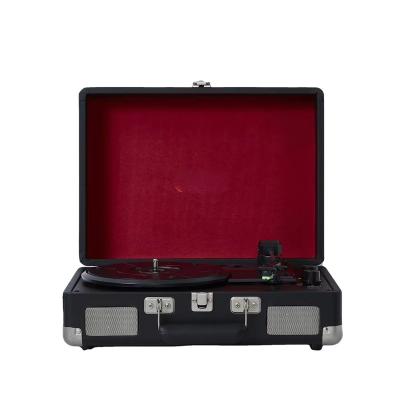 China Premium leather suitcase Classic premium leather suitcase vinyl player with Bluetooth and audio input and output for sale