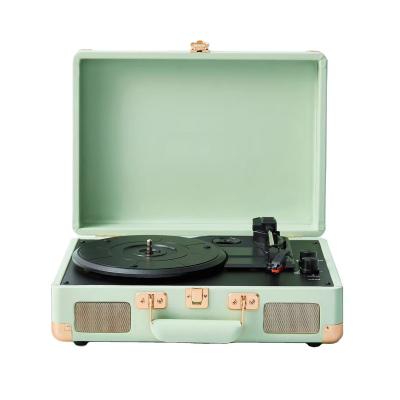 China Premium leather suitcase Classic premium leather suitcase vinyl player with Bluetooth and audio input and output for sale