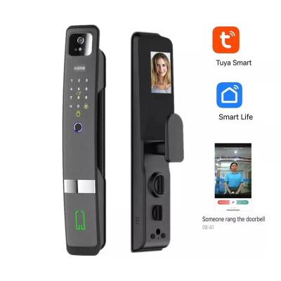 China Apartment Digital 8 Languages ​​Smart Home Tuya Wifi 3D App 3D Face Fingerprint Password Card Key Smart Door Lock for sale