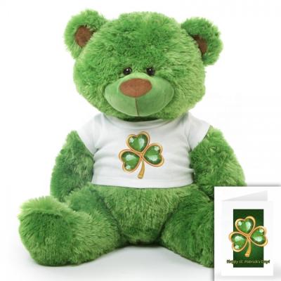 China stuffed gifts Green Plush Teddy Bear for St. Patrick's Day à venda