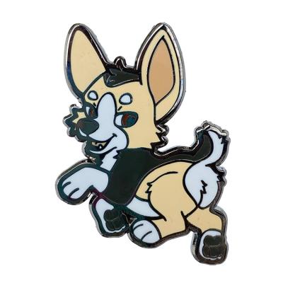 China Custom black nickel china metal lapel pin kawaii dog initial enamel pin for sale