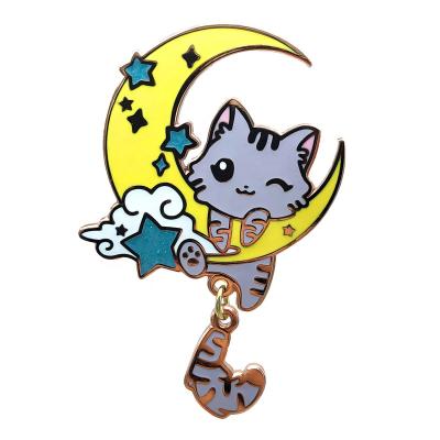 China China Lapel Pin Cat Enamel Chain Pins With Chain Custom for sale