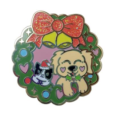 China Custom High Quality Christmas Dog Hard Enamel Pin from China Glitter Enamel Metal Badge Pin Manufacturer for sale