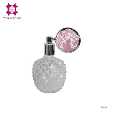 China Personal Care Product Soft Chic Perfume Bottle 90ml Glass Soft Pink Bulb Atomizer for sale