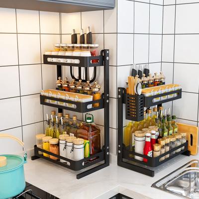 China Modern Spice Rack Organizer Storage 2 Tier Spices Organizer Rack Kitchen Storage Rack for sale