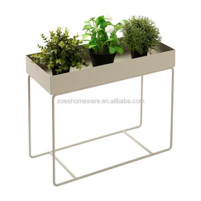 China Convertible Stand or Coffee Tray Table, Modern Simple Assembly Metal Iron Flower Stand Plant Side Table for sale